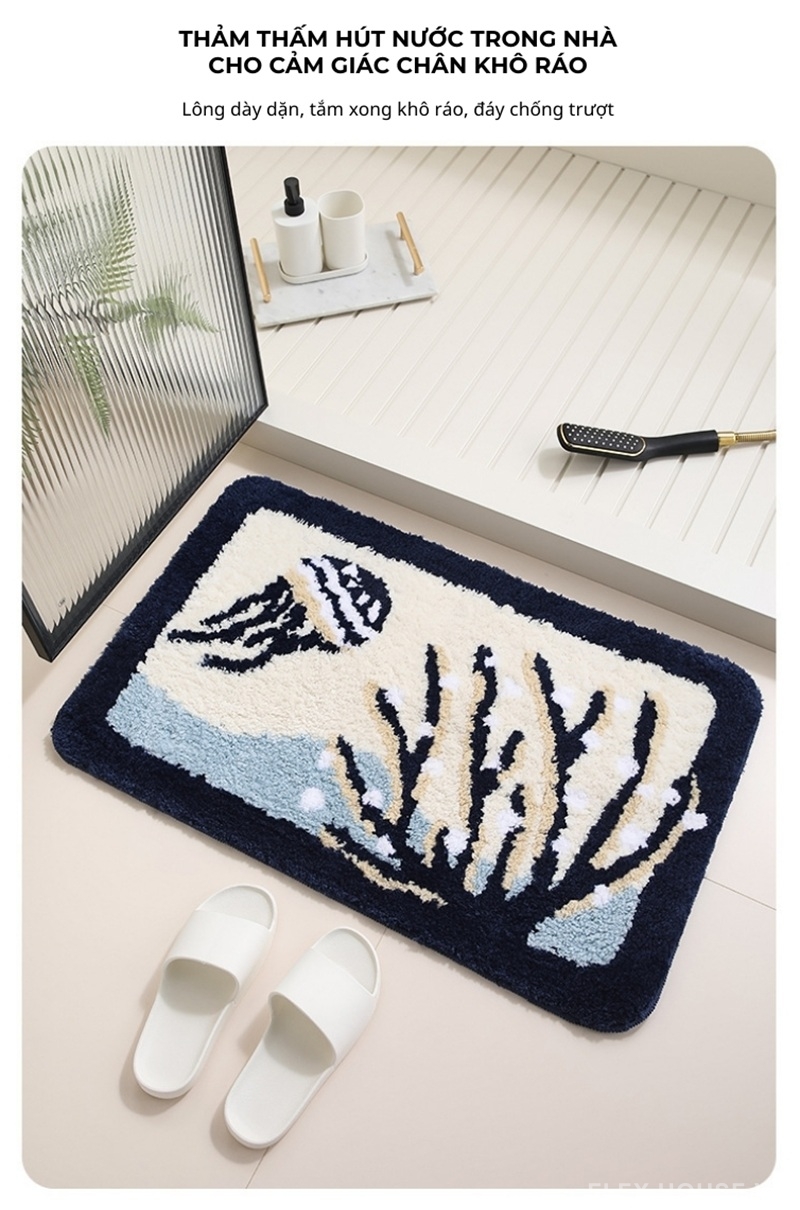 Thảm polyester thấm hút hình thực vật thủy sinh JT5350 1 Thảm polyester thấm hút hình thực vật thủy sinh JT5350