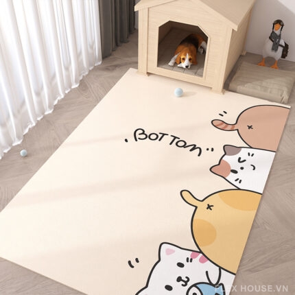 Thảm PVC đế vân sóng chống trượt họa tiết mèo SH6621