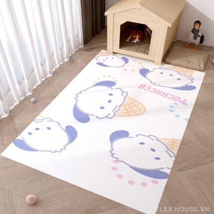 Thảm PVC decor sàn họa tiết kem quế Pochacco SH6622