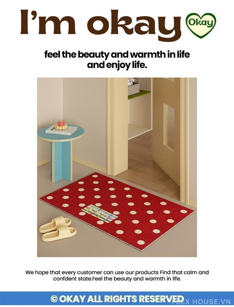 Thảm PVC dệt sợi vòng họa tiết chấm bi retro SH4685 1 Thảm PVC dệt sợi vòng họa tiết chấm bi retro SH4685