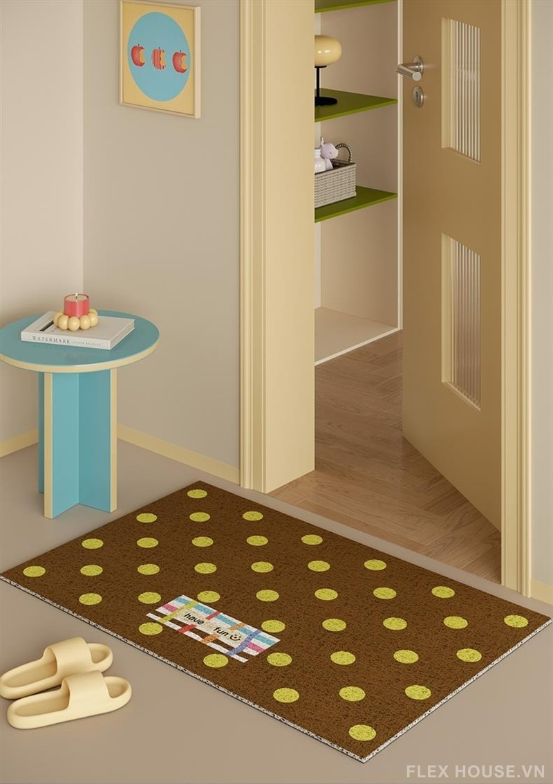 Thảm PVC dệt sợi vòng họa tiết chấm bi retro SH4685 8 Thảm PVC dệt sợi vòng họa tiết chấm bi retro SH4685