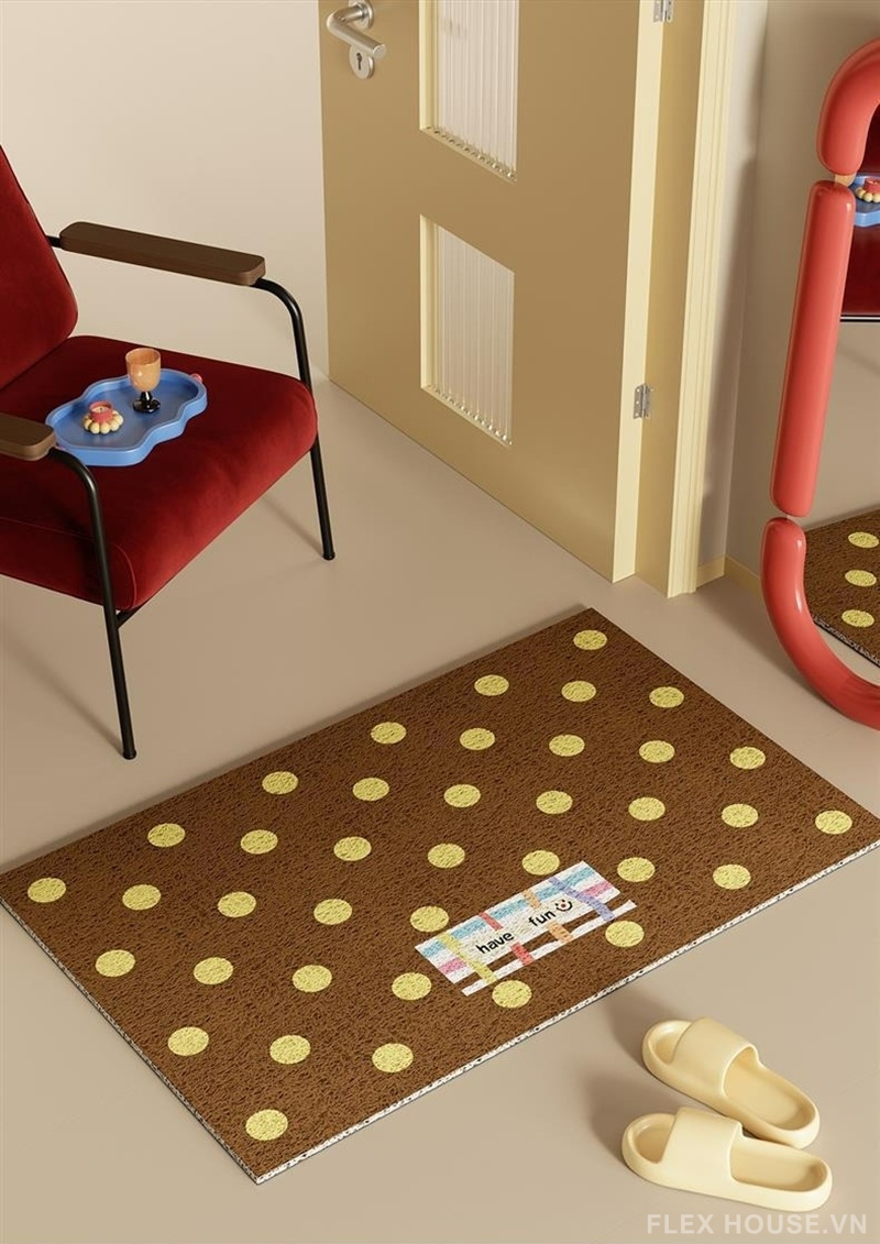 Thảm PVC dệt sợi vòng họa tiết chấm bi retro SH4685 9 Thảm PVC dệt sợi vòng họa tiết chấm bi retro SH4685