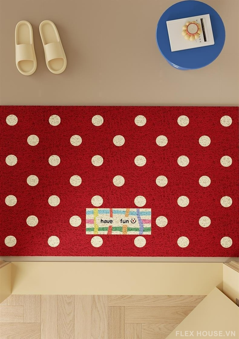 Thảm PVC dệt sợi vòng họa tiết chấm bi retro SH4685 3 Thảm PVC dệt sợi vòng họa tiết chấm bi retro SH4685