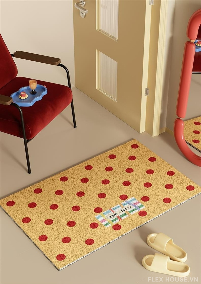 Thảm PVC dệt sợi vòng họa tiết chấm bi retro SH4685 4 Thảm PVC dệt sợi vòng họa tiết chấm bi retro SH4685