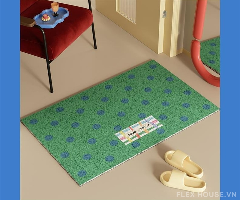 Thảm PVC dệt sợi vòng họa tiết chấm bi retro SH4685 7 Thảm PVC dệt sợi vòng họa tiết chấm bi retro SH4685