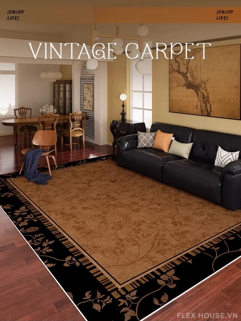 Thảm sofa phòng khách Brown Antique Floral HY3970 1 Thảm sofa phòng khách Brown Antique Floral HY3970