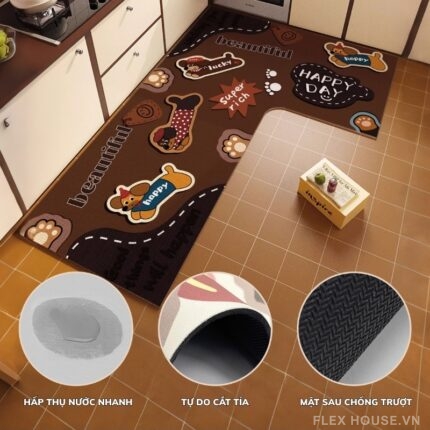 Thảm trải bếp êm chân kháng khuẩn style Pop Art QZ2162.L