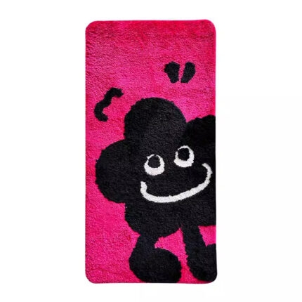 Thảm trải cạnh giường màu hồng neon đế TPR QZ7426.01