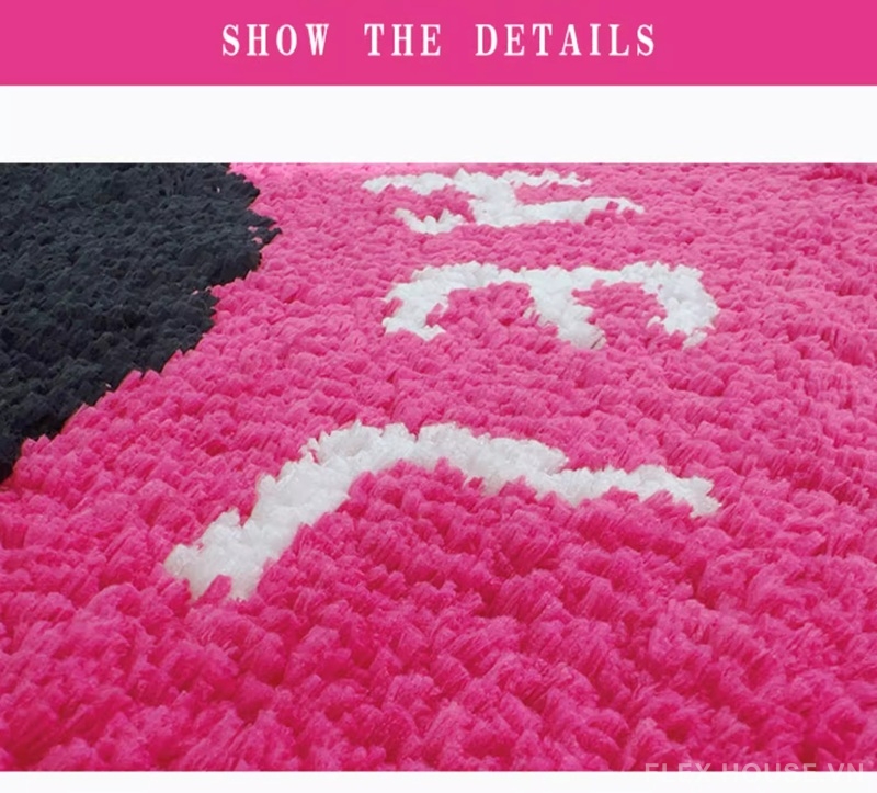 Thảm trải cạnh giường màu hồng neon đế TPR QZ7426 3 Thảm trải cạnh giường màu hồng neon đế TPR QZ7426