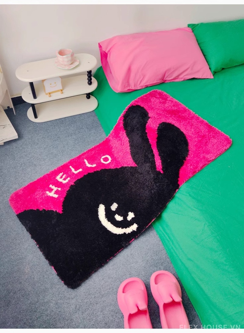 Thảm trải cạnh giường màu hồng neon đế TPR QZ7426 8 Thảm trải cạnh giường màu hồng neon đế TPR QZ7426