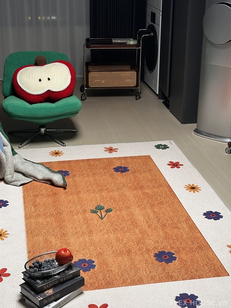 Thảm trải sofa ghế bành họa tiết hoa đất ấm HY3358 5 Thảm trải sofa ghế bành họa tiết hoa đất ấm HY3358