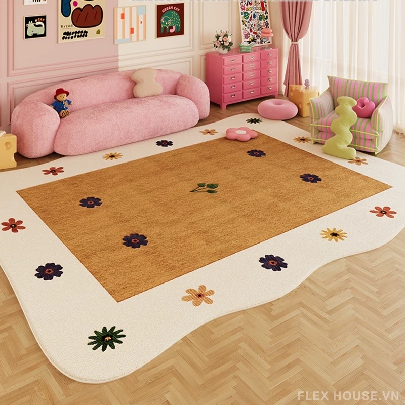 Thảm trải sofa ghế bành họa tiết hoa đất ấm HY3358 1 Thảm trải sofa ghế bành họa tiết hoa đất ấm HY3358.01