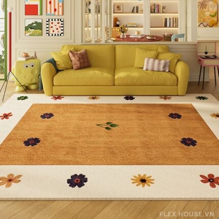 Thảm trải sofa ghế bành họa tiết hoa đất ấm HY3358.02