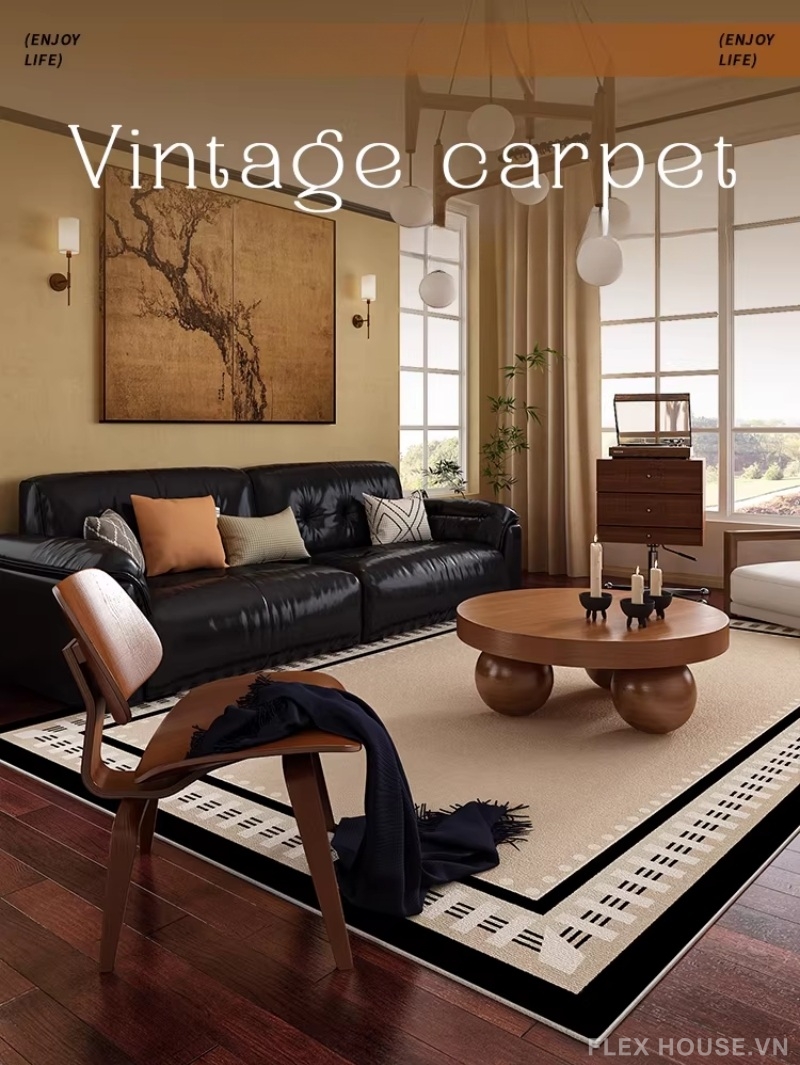 Thảm trải sofa ghế gỗ thư giãn Geometric Border HY3968 1 Thảm trải sofa ghế gỗ thư giãn Geometric Border HY3968