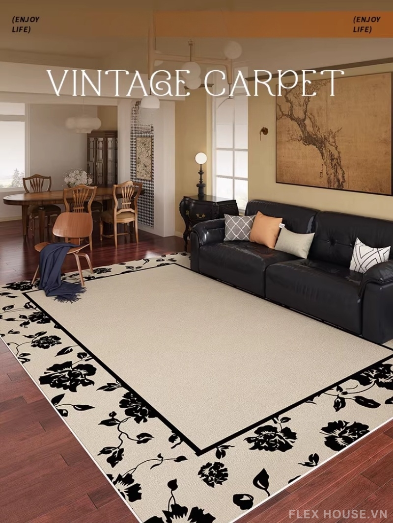 Thảm trang trí phòng khách Mặc Hoa Đông Dương HY3964 1 Thảm trang trí phòng khách Mặc Hoa Đông Dương HY3964