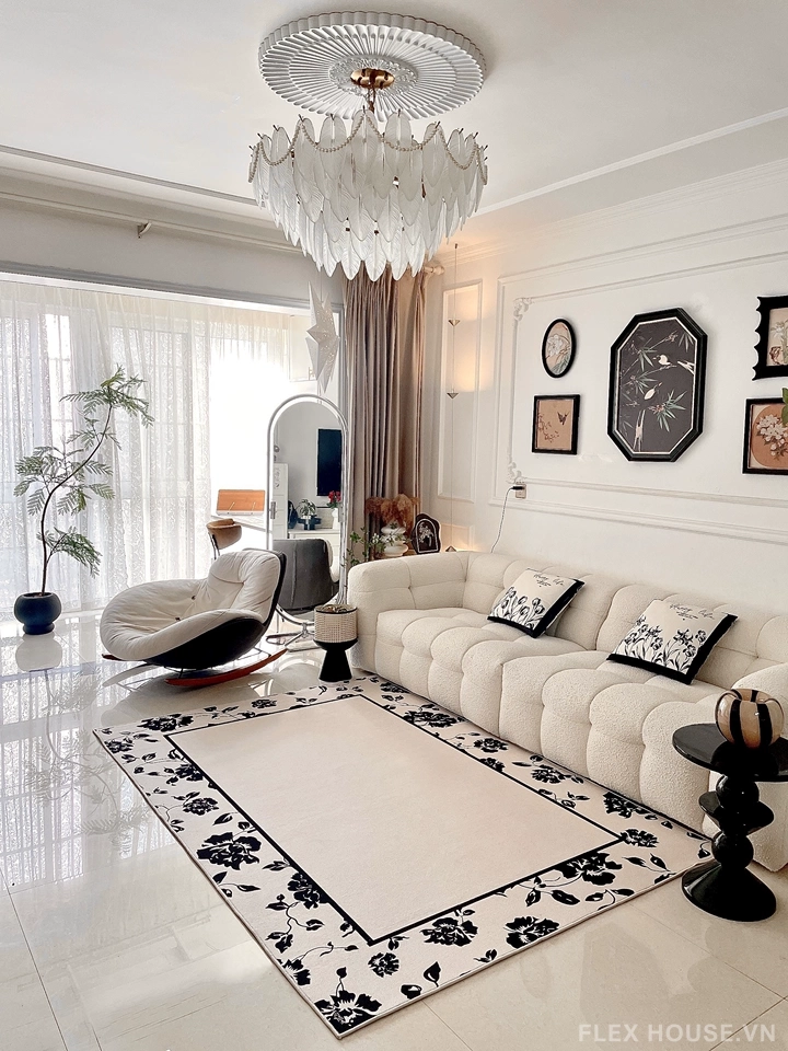 Thảm trang trí phòng khách Mặc Hoa Đông Dương HY3964 5 Thảm trang trí phòng khách Mặc Hoa Đông Dương HY3964