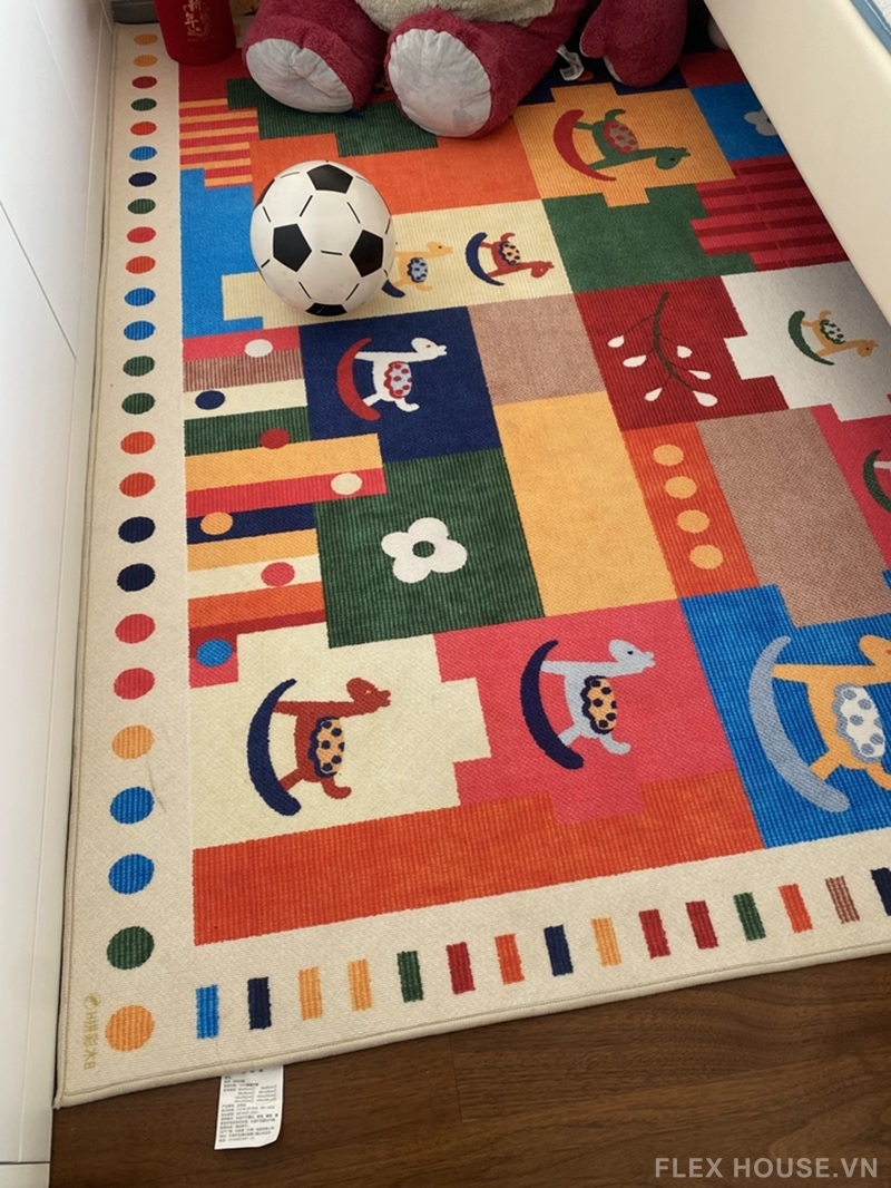 Thảm trang trí phòng khách sắc màu ngựa gỗ Retro HY3356 9 Thảm trang trí phòng khách sắc màu ngựa gỗ Retro HY3356