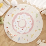 Thảm tròn Cashmere hình bánh donut kem SH4243.03