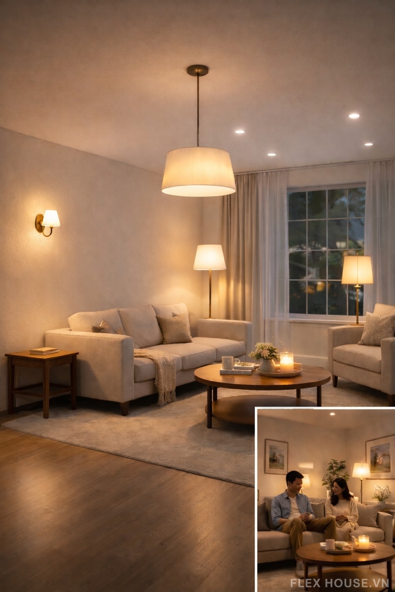 Thiết kế ánh sáng phòng khách: Những điều nên và không nên làm 17 Không gian phòng khách có nhiều lớp ánh sáng khác nhau để tạo sự phong phú.