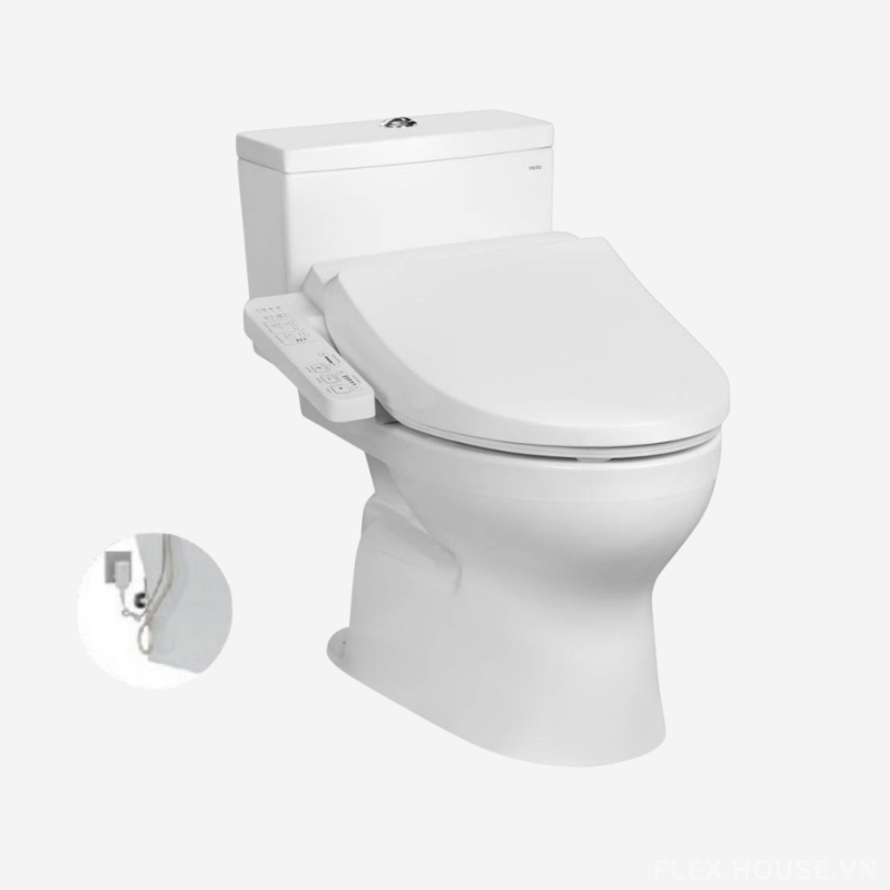 Bồn cầu 2 khối nhấn xả nắp rửa thông minh TOTO CS302DW18 (1) Bồn cầu 2 khối nhấn xả nắp rửa thông minh TOTO CS302DW18 1