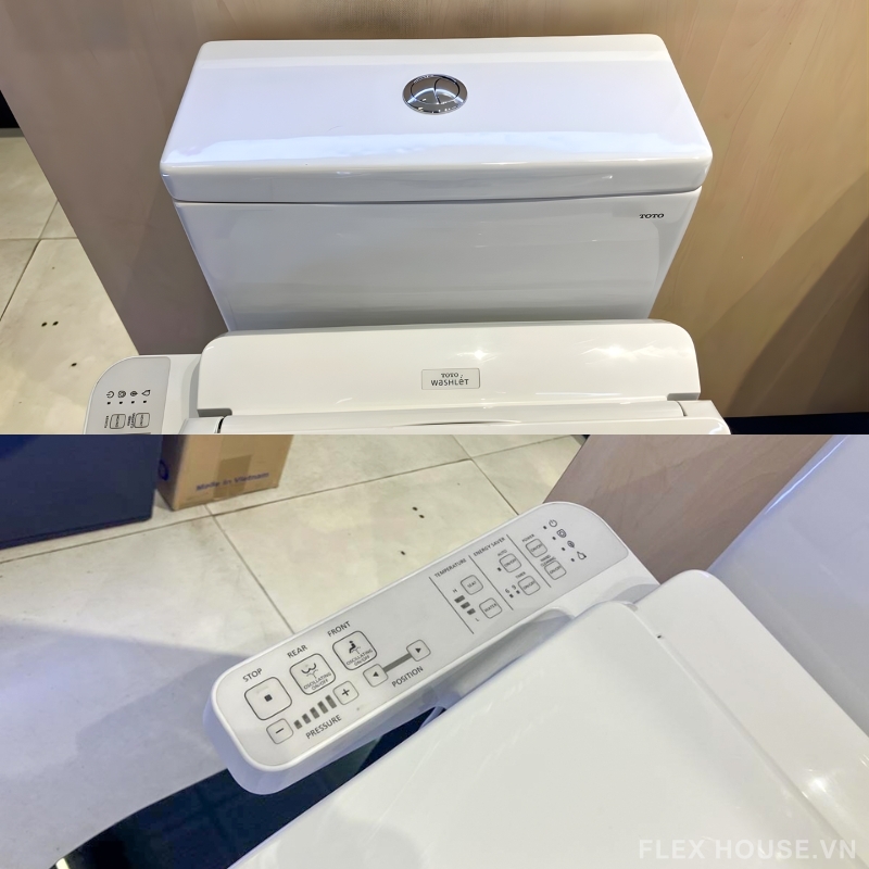 Bồn cầu 2 khối nhấn xả nắp rửa thông minh TOTO CS302DW18 1 Bồn cầu 2 khối nhấn xả nắp rửa thông minh TOTO CS302DW18