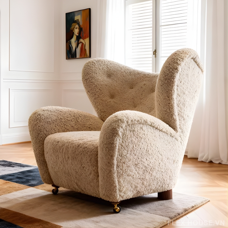 Ghế Armchair đọc sách bọc vải lông cừu phong cách Bắc Âu MU0227 5 Ghế Armchair đọc sách bọc vải lông cừu phong cách Bắc Âu MU0227 15