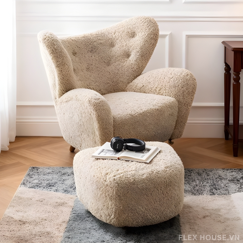 Ghế Armchair đọc sách bọc vải lông cừu phong cách Bắc Âu MU0227 4 Ghế Armchair đọc sách bọc vải lông cừu phong cách Bắc Âu MU0227 14