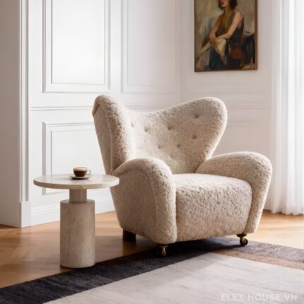 Ghế Armchair đọc sách bọc vải lông cừu phong cách Bắc Âu MU0227