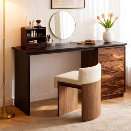 Ghế bàn trang điểm gỗ đệm lông cừu MU2893