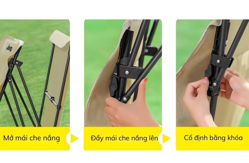 Ghế cắm trại gấp gọn kèm mái che tiện lợi JP3504 3 Ghế cắm trại gấp gọn kèm mái che tiện lợi JP3504 9