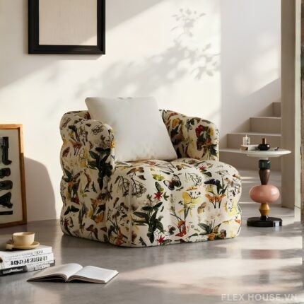 Ghế đơn sofa thư giãn họa tiết bướm hoa rực rỡ MU0587