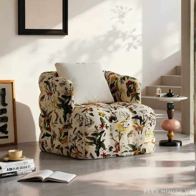 Ghế đơn sofa thư giãn họa tiết bướm hoa rực rỡ MU0587 (4) Ghế đơn sofa thư giãn họa tiết bướm hoa rực rỡ MU0587