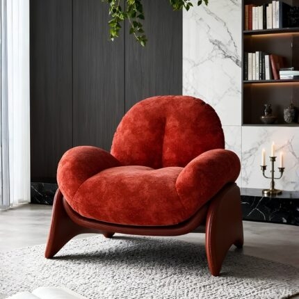 Ghế đơn sofa tựa lưng quả cà chua nhung tuyết MU6848