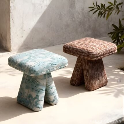 Ghế đôn trang trí bọc vải nghệ thuật retro MU6859