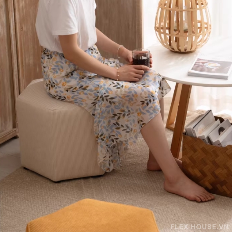 Ghế đôn trang trí phòng khách hình học nhung tăm LS2498 8 Ghế đôn trang trí phòng khách hình học nhung tăm LS2498 18