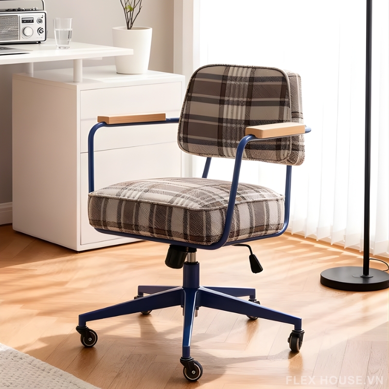 Ghế ngồi làm việc nâng hạ đệm caro cổ điển XM1358 6 Ghế ngồi làm việc nâng hạ đệm caro cổ điển XM1358 8