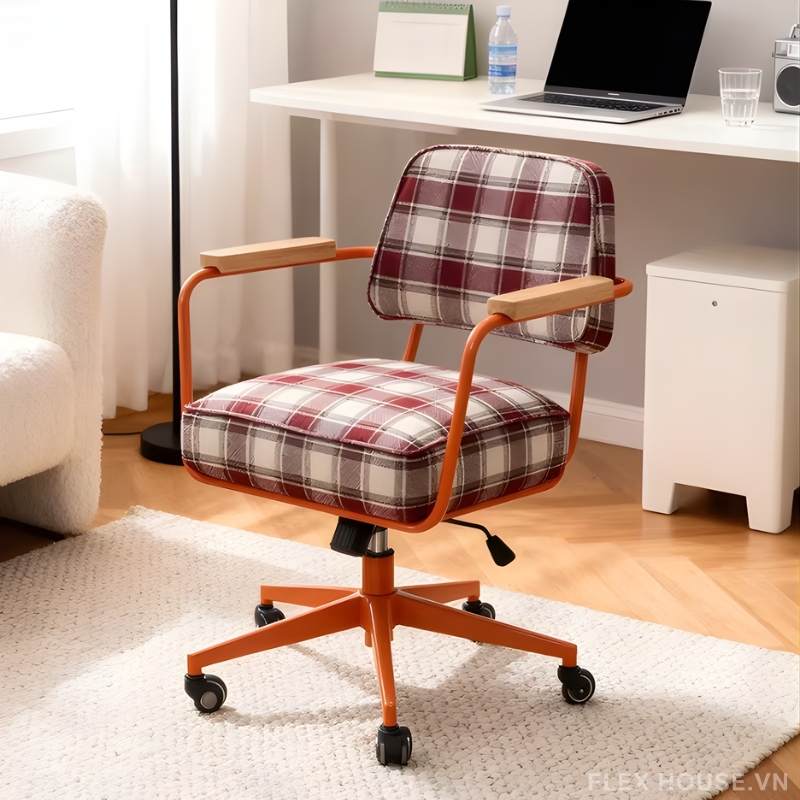 Ghế ngồi làm việc nâng hạ đệm caro cổ điển XM1358 4 Ghế ngồi làm việc nâng hạ đệm caro cổ điển XM1358 6