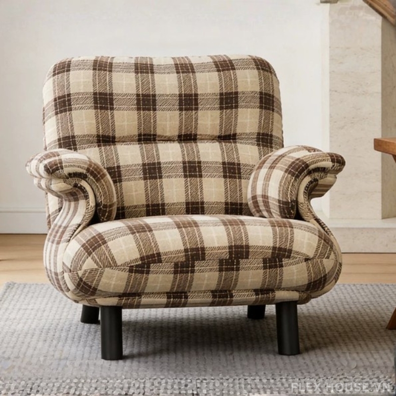 Ghế sofa đơn thư giãn bọc nỉ họa tiết caro kiểu Pháp UH9928 4 Ghế sofa đơn thư giãn bọc nỉ họa tiết caro kiểu Pháp UH9928 8