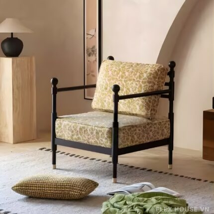 Ghế sofa đơn thư giãn bọc nỉ họa tiết hoa lá XM5911