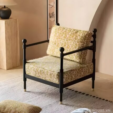 Ghế sofa đơn thư giãn bọc nỉ họa tiết hoa lá XM5911