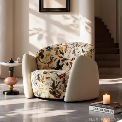 Ghế sofa đơn thư giãn hoa văn cánh bướm MU9718