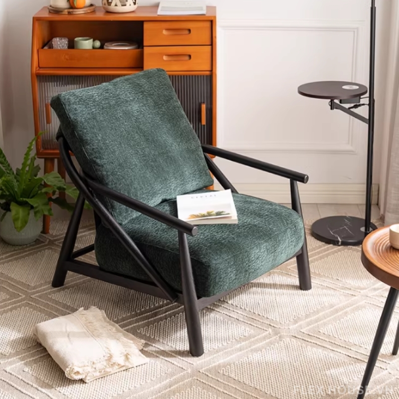 Ghế sofa đơn thư giãn khung gỗ Bắc Âu LS0725 8 Ghế sofa đơn thư giãn khung gỗ Bắc Âu LS0725 13