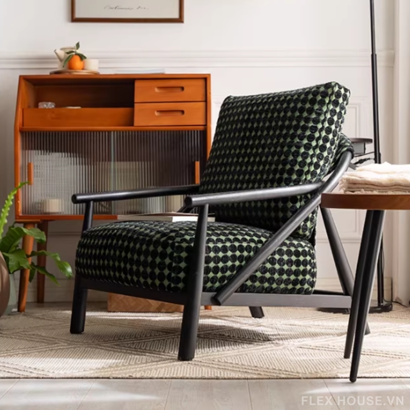Ghế sofa đơn thư giãn khung gỗ Bắc Âu LS0725 4 Ghế sofa đơn thư giãn khung gỗ Bắc Âu LS0725 9