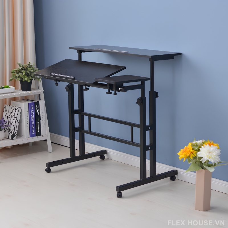 Bàn máy tính đứng di động nâng hạ HT4222 10 Bàn máy tính đứng di động nâng hạ HT4222 11