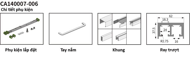 Phụ kiện phòng tắm kính cửa trượt đôi CA140007-006 6 Phụ kiện phòng tắm kính cửa trượt đôi CA140007-006 9
