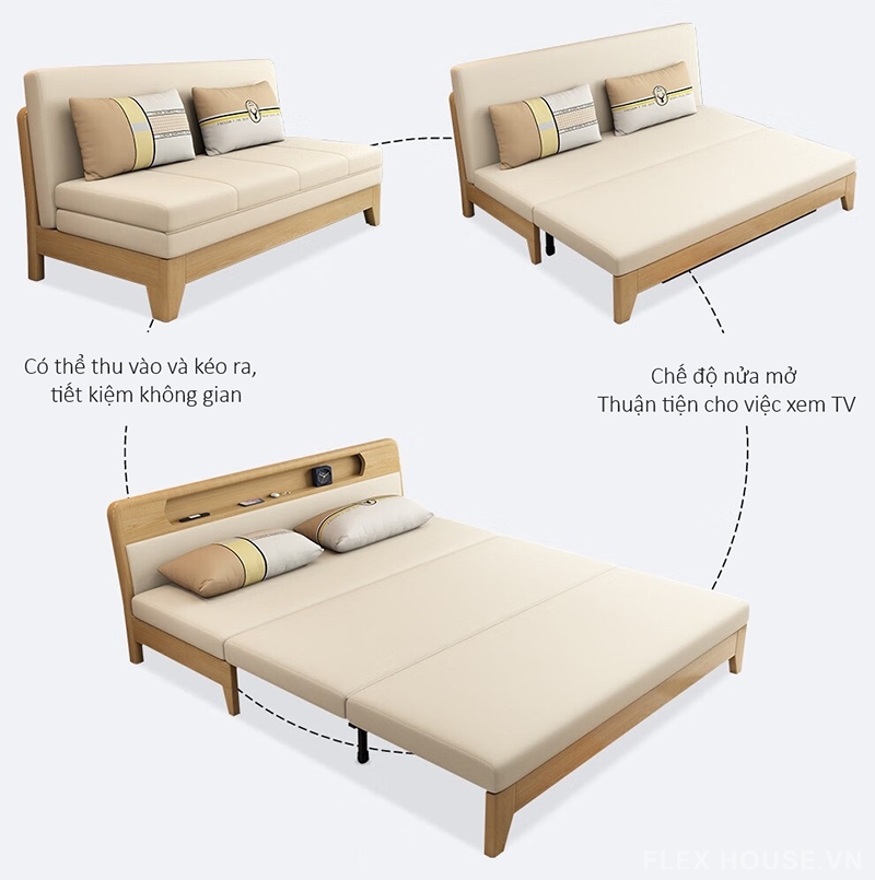 Sofa giường nằm đệm gấp thông minh SKD490 7 Sofa giường nằm đệm gấp thông minh SKD490 11