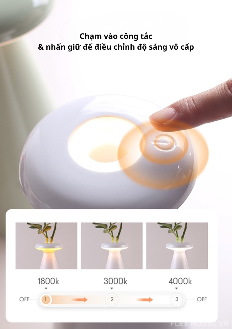 Đèn bàn cảm ứng cắm hoa tinh dầu thơm Lumi Vase MS0944