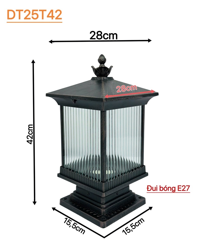 Đèn trụ cổng hợp kim cao cấp phong cách cổ điển DT25 9 Đèn trụ cổng hợp kim cao cấp phong cách cổ điển DT25T42