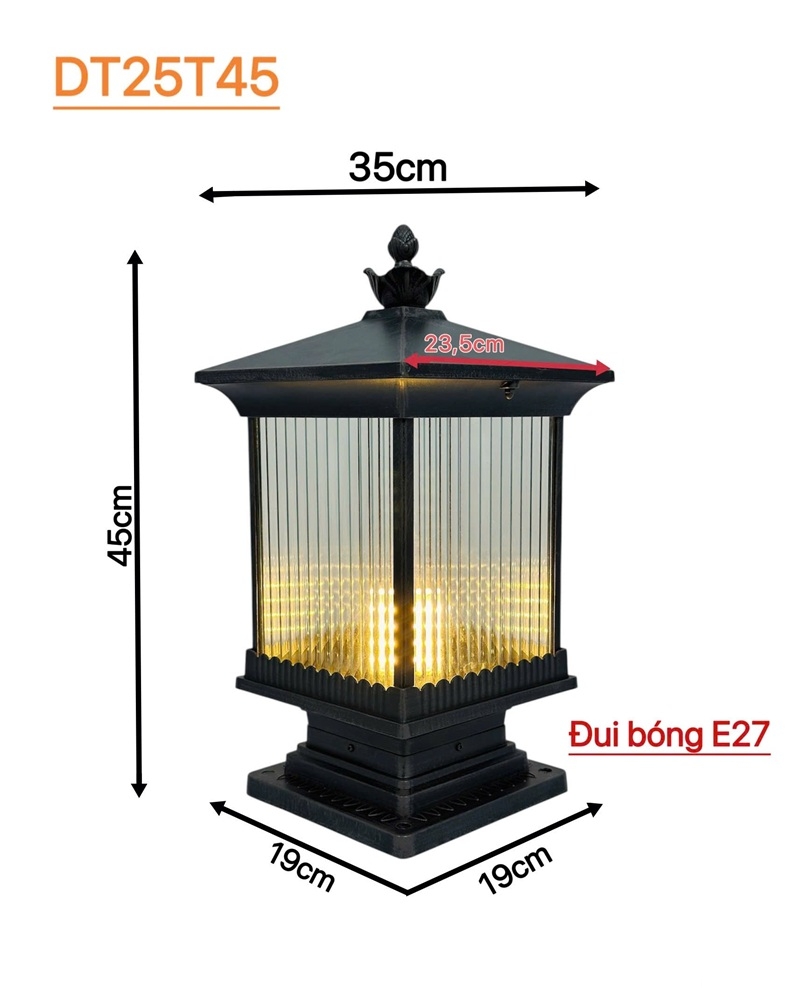 Đèn trụ cổng hợp kim cao cấp phong cách cổ điển DT25 10 Đèn trụ cổng hợp kim cao cấp phong cách cổ điển DT25T45