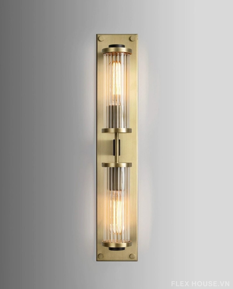 Đèn tường bằng thép chao kính sọc độc đáo QC9708 2 Đèn tường bằng thép chao kính sọc độc đáo QC9708